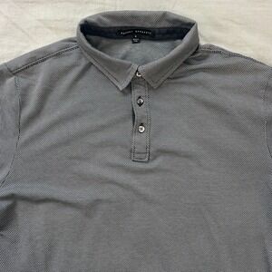 ROBERT BARAKETT Mens Polo Shirt Size Small Black White Birdseye Pattern Casual